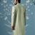 Green embroidered jacquard sherwani
