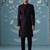 Wine embroidered jacquard sherwani