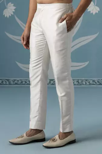 White embroidered cotton sherwani