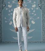 Blue embroidered cotton indo western