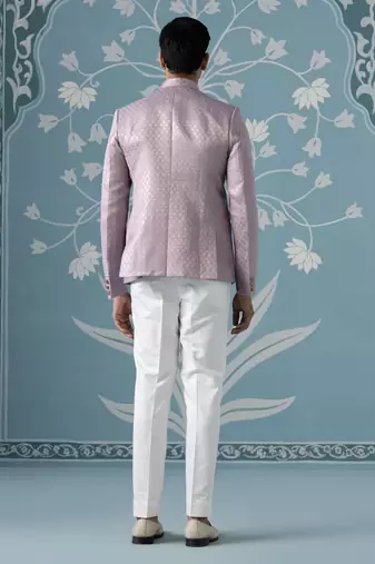 Lavender textured bandhgala suit