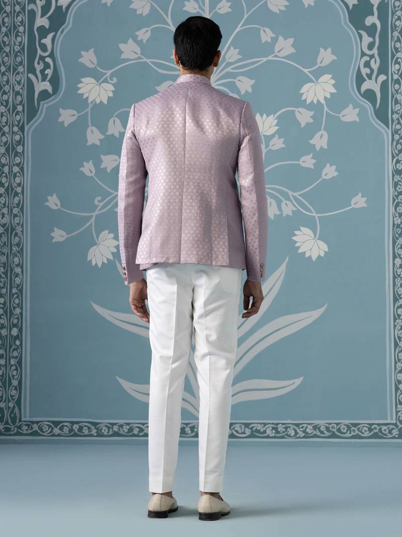 Lavender textured bandhgala suit