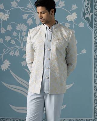 Blue embroidered cotton indo western 2