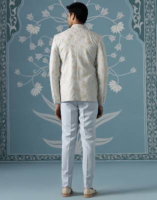 Blue embroidered cotton indo western 4