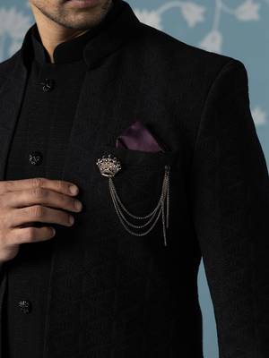 Black self design cotton indo western 2