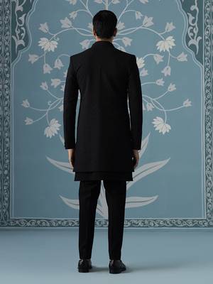 Black self design cotton indo western 4