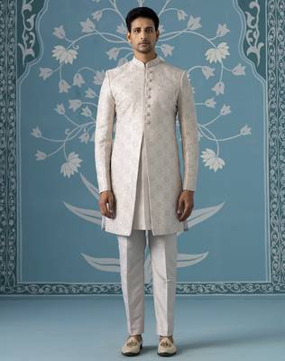 Grey embroidered polycotton indo western 1