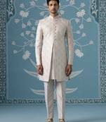 Grey embroidered polycotton indo western