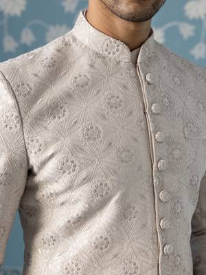 Grey embroidered polycotton indo western 2