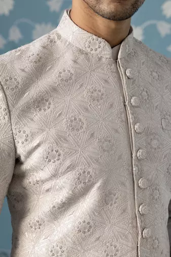 Grey embroidered polycotton indo western