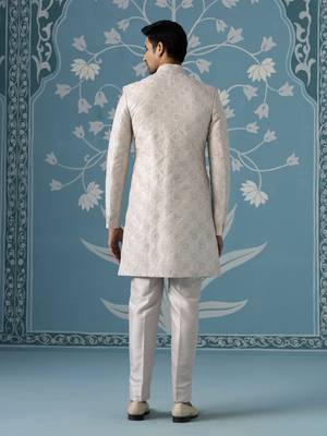 Grey embroidered polycotton indo western 4