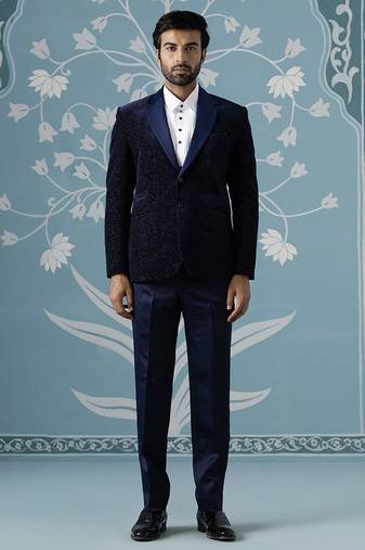 Blue double breasted blazer with shimmer set