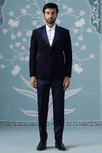 Blue double breasted blazer with shimmer set