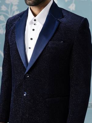 Blue double breasted blazer with shimmer set 2