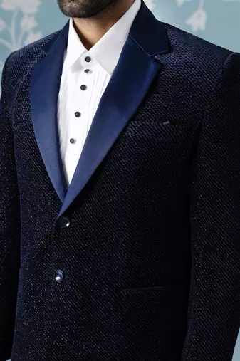 Blue double breasted blazer with shimmer set