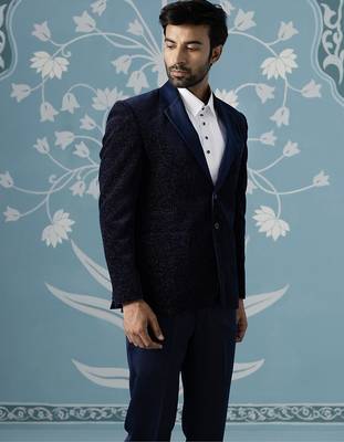 Blue double breasted blazer with shimmer set 3