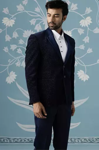 Blue double breasted blazer with shimmer set