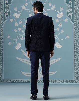 Blue double breasted blazer with shimmer set 4