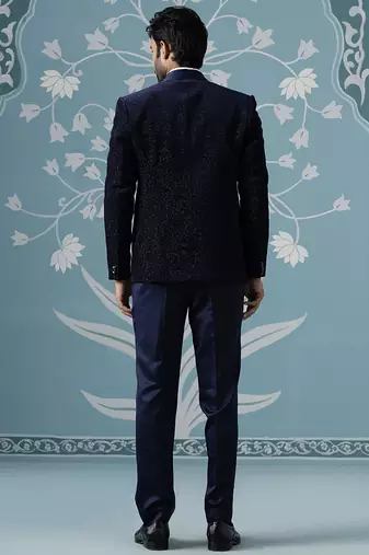 Blue double breasted blazer with shimmer set