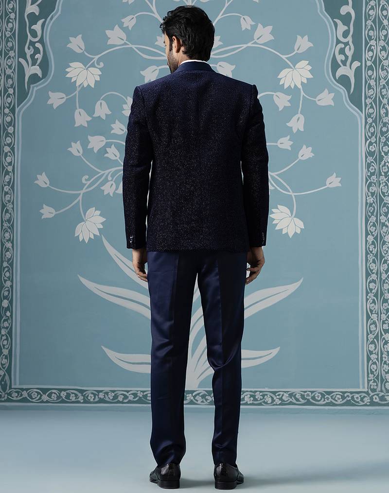 Blue double breasted blazer with shimmer set