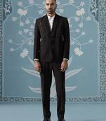 Brown hand embroidered blazer set