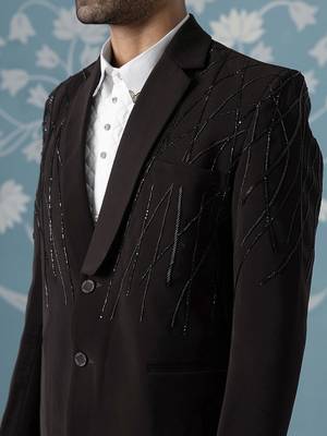 Brown hand embroidered blazer set 2