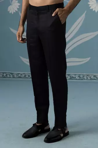 Black embroidered velvet sherwani