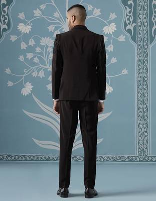 Brown hand embroidered blazer set 4