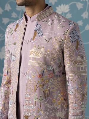 Pink embroidered polycotton indo western 2