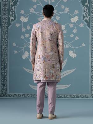 Pink embroidered polycotton indo western 4