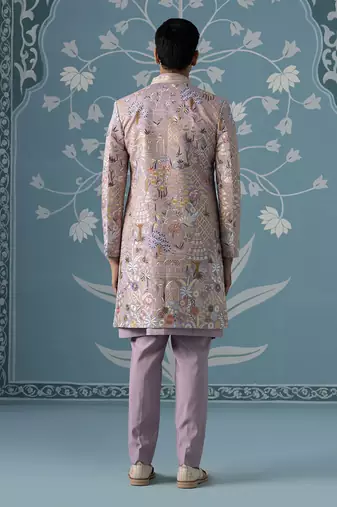 Pink embroidered polycotton indo western