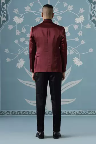 Maroon embroidered luxury blazer set