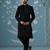 Black embroidered velvet sherwani