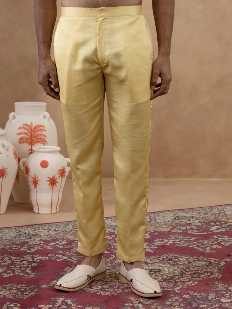 Yellow long bundi kurta set