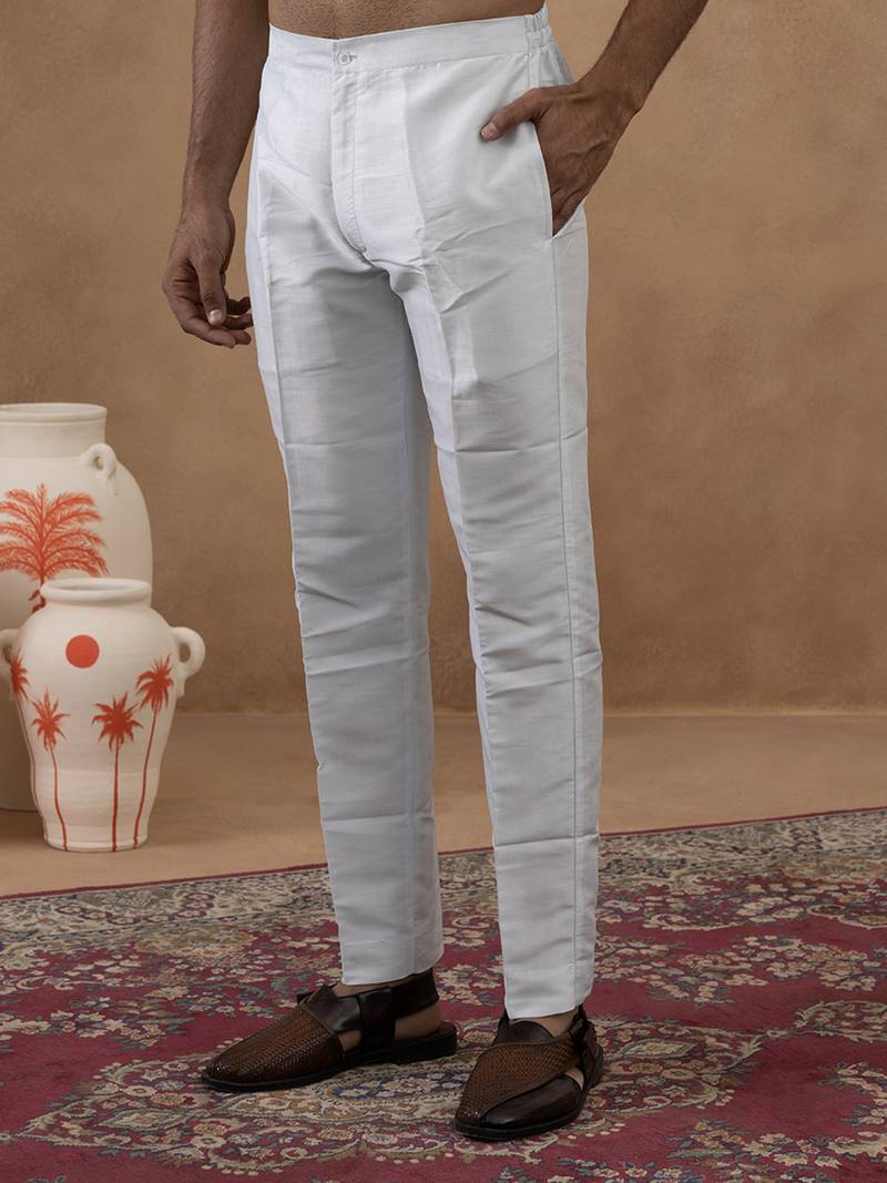 Ice blue floral embroidered bundi with kurta set