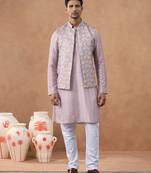 Pastel pink floral jacket & kurta set