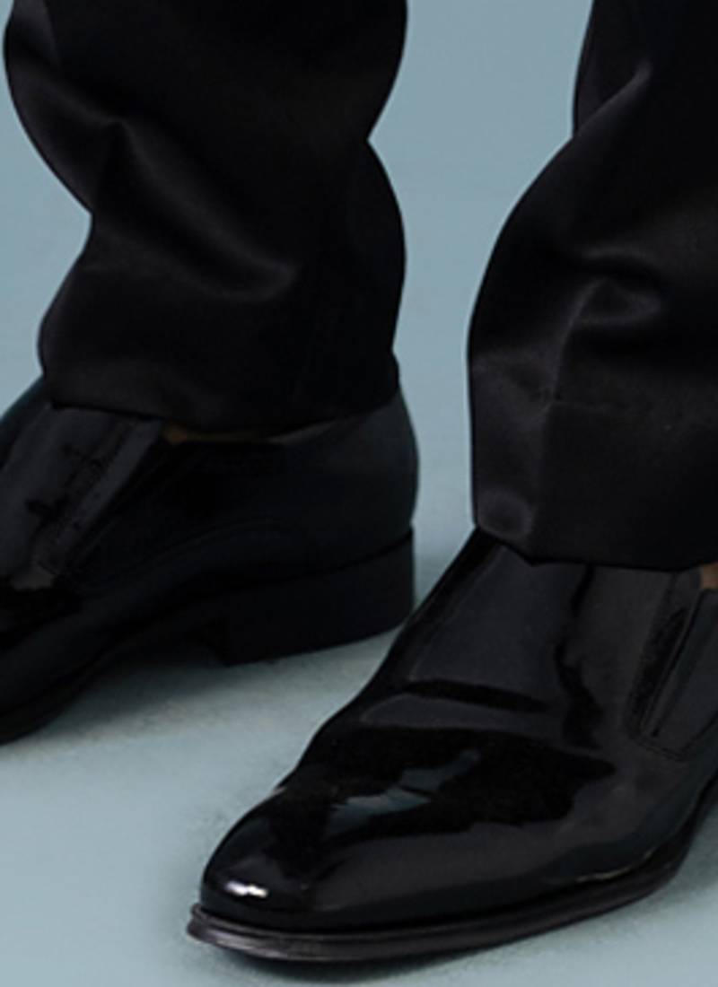 Black self-textured tuxedo set