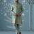 Dusky green long jacket semi-sherwani set