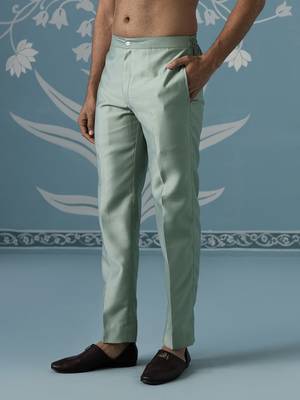 Dusky green long jacket semi-sherwani set 5
