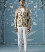 Beige floral printed blazer set