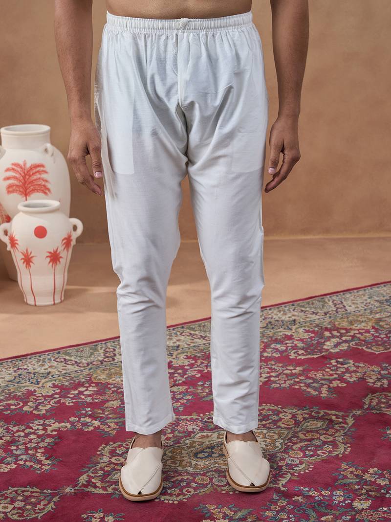 Embroidered mauve silk kurta set