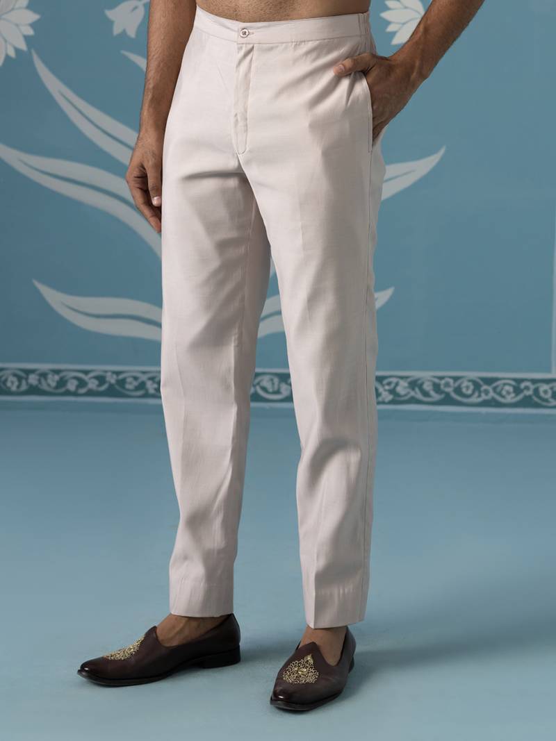 Light onion-pink kurta with abstract thread-embroidered long bundi set