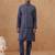Steel blue grey embroidered long jacket kurta set