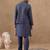 Steel blue grey embroidered long jacket kurta set