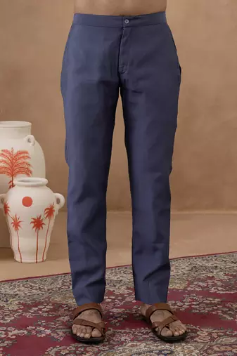 Steel blue grey embroidered long jacket kurta set