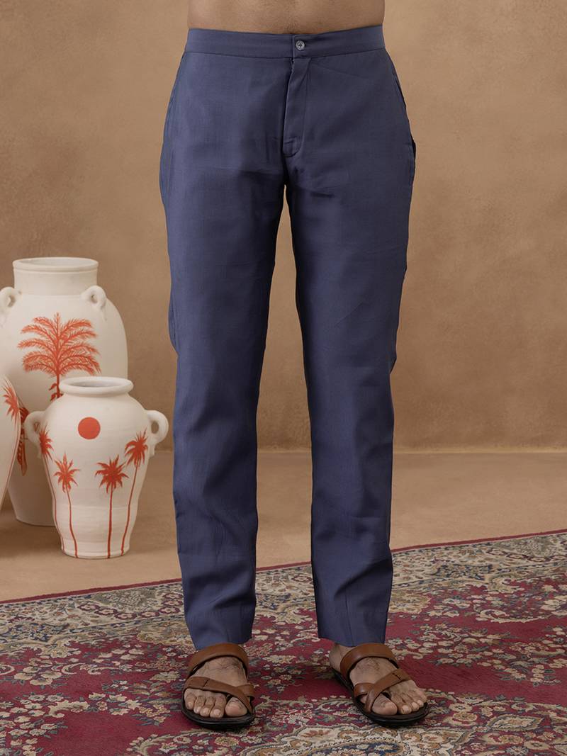 Steel blue grey embroidered long jacket kurta set