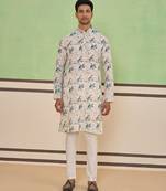 Cream self-texture kurta set