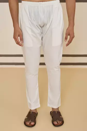 Cream self-texture kurta set