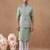 Light green jacquard jacket kurta set