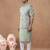 Light green jacquard jacket kurta set